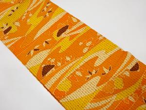 板締め絞り　流水に笹・樹木風景模様全通袋帯